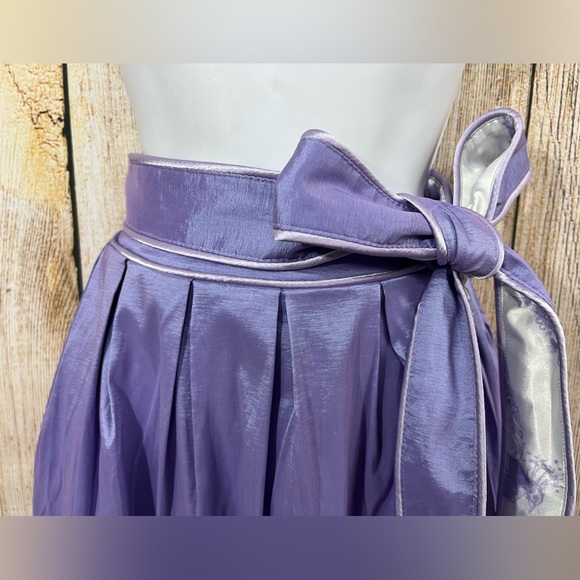 NWT Reversible Lavender Toile Midi Skirt M Formal High Waist Satin Belt Regency - Picture 3 of 9